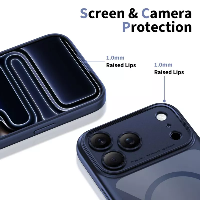 TECH-PROTECT MAGPEAK MagSafe Hybrid Case für Apple iPhone 17 Pro, Deep Blue/Clear