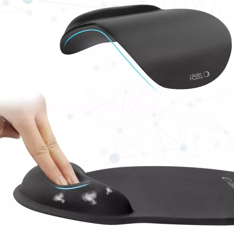 TECH-PROTECT A200 Mouse Pad mit Gel-Handgelenkauflage 25 x 22,5 cm Schwarz