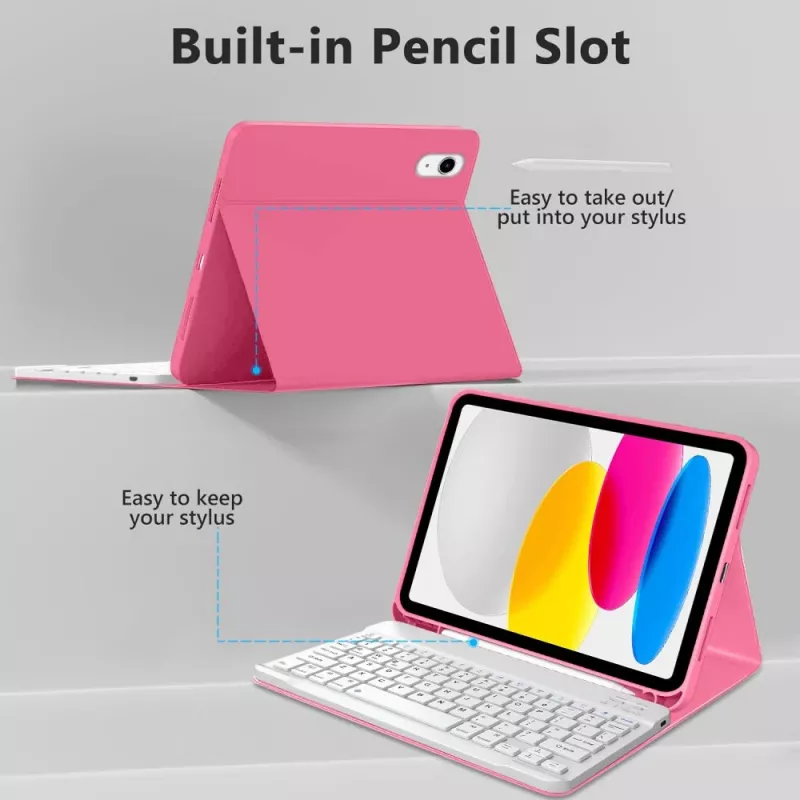 Tech-Protect SC Pen + Keyboard Case für iPad 10,9 Zoll (10. Generation, 2022) / 11 Zoll (2025) - Magenta
