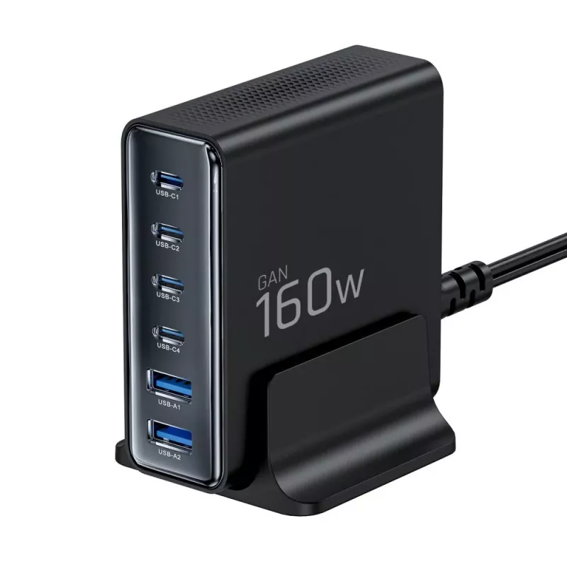 TECH-PROTECT DC160W-GAN 6-Port Desktop Charger PD 160W / QC3.0 Black