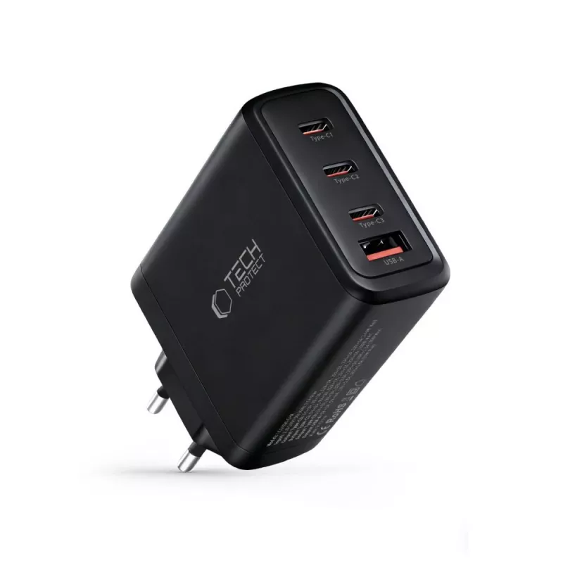 TECH-PROTECT NC140W-GAN 4-Port Netzwerkladegerät PD 140W / QC3.0 Schwarz