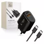 TECH-PROTECT NCA45W-GAN 2-Port Netzwerk-Ladegerät PD 45W / QC3.0 + USB-C Kabel Schwarz
