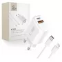 TECH-PROTECT NCA45W-GAN 2-Port Netzwerkladegerät PD 45W / QC3.0 + Lightning-Kabel Weiß