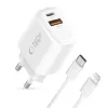 TECH-PROTECT NCA45W-GAN 2-Port Netzwerkladegerät PD 45W / QC3.0 + Lightning-Kabel Weiß