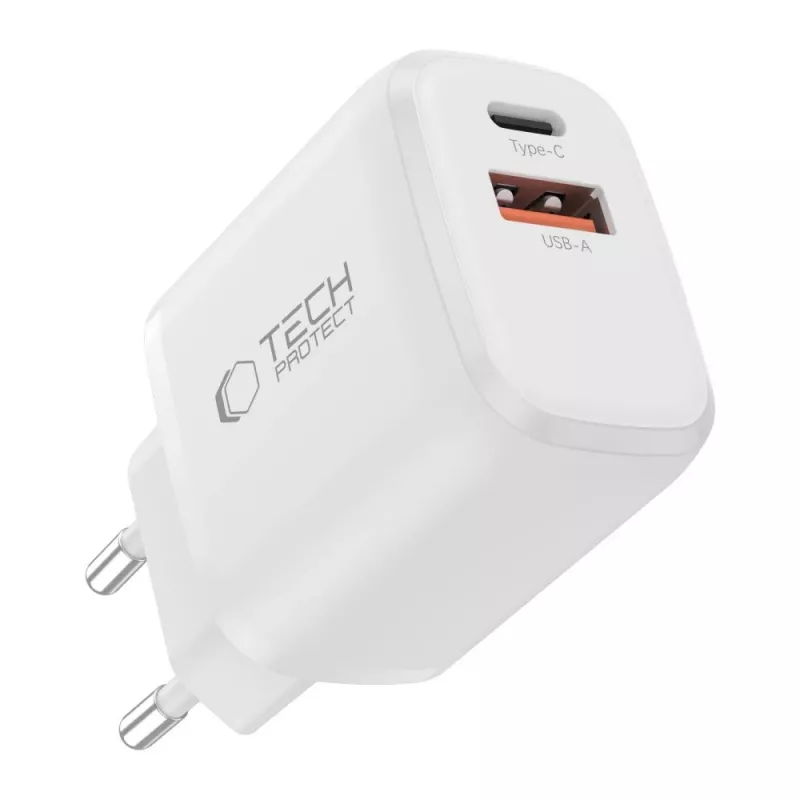TECH-PROTECT NCA65W-GAN 2-Port Netzwerkladegerät PD 65W / QC3.0 Weiß