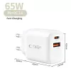 TECH-PROTECT NCA65W-GAN 2-Port Netzwerkladegerät PD 65W / QC3.0 Weiß