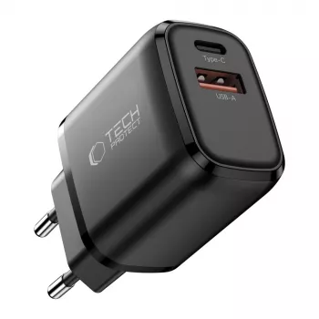 TECH-PROTECT NCA65W-GAN 2-Port Netzwerkladegerät PD 65W / QC3.0 Schwarz
