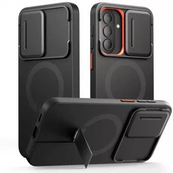 TECH-PROTECT Kevlar Aura MagSafe Case für Samsung Galaxy A57, Schwarz/Orange