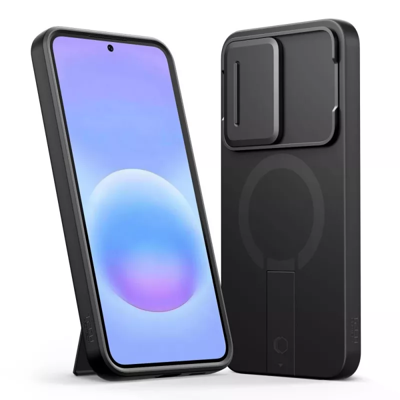 TECH-PROTECT Kevlar Aura MagSafe Case für Samsung Galaxy A57, Schwarz/Orange