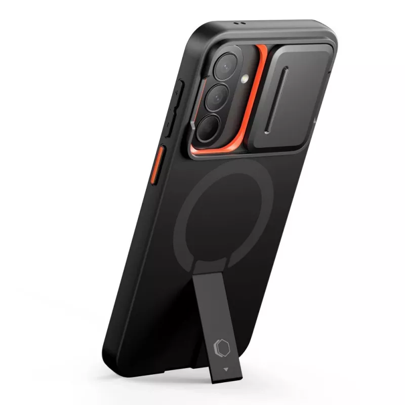 TECH-PROTECT Kevlar Aura MagSafe Case für Samsung Galaxy A57, Schwarz/Orange