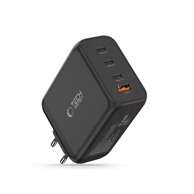 TECH-PROTECT NC200W-GAN 4-Port Netzwerk-Ladegerät PD 200W / QC3.0 Schwarz