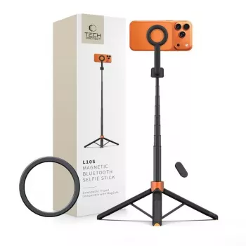 Tech-Protect L10S MagSafe Bluetooth Selfie-Stick Stativ, orange/schwarz