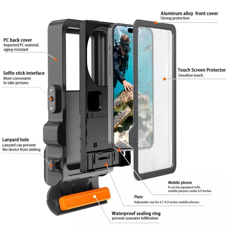 TECH-PROTECT IPX8 PRO Universal Diving Waterproof Case Grey/Black