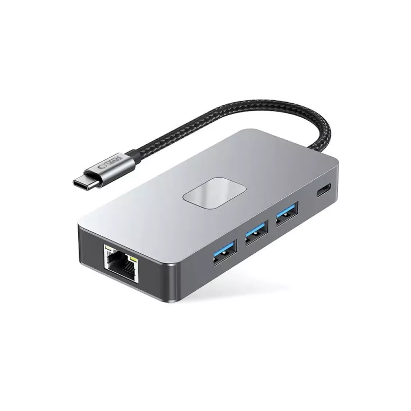 TECH-PROTECT HB05 9-in-1 USB-C Hub Adapter mit USB 2.0, USB 3.0, HDMI 4K 60Hz, SD/TF, PD 100W, RJ45 Gigabit Ethernet, Space Grey