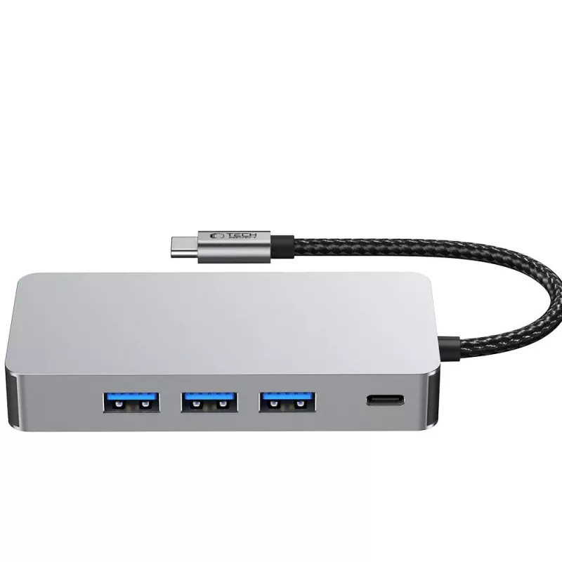 TECH-PROTECT HB05 9-in-1 USB-C Hub Adapter mit USB 2.0, USB 3.0, HDMI 4K 60Hz, SD/TF, PD 100W, RJ45 Gigabit Ethernet, Space Grey