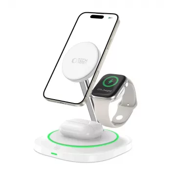 Tech-Protect QI15W-A46 3IN1 MagSafe Wireless Charging Station White