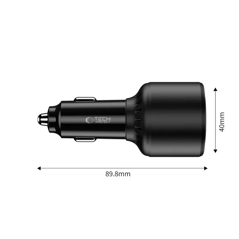TECH-PROTECT CC04 3-Port Car Charger PD 130W Black