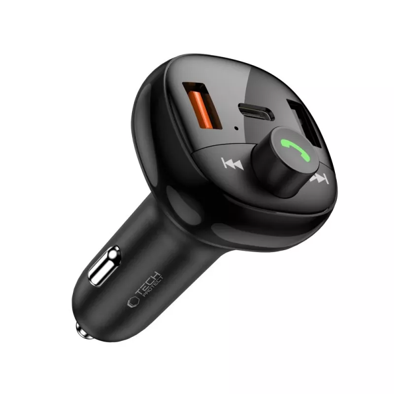 TECH-PROTECT CC06 3-Port Auto-Ladegerät PD 72W + FM-Transmitter Bluetooth Schwarz