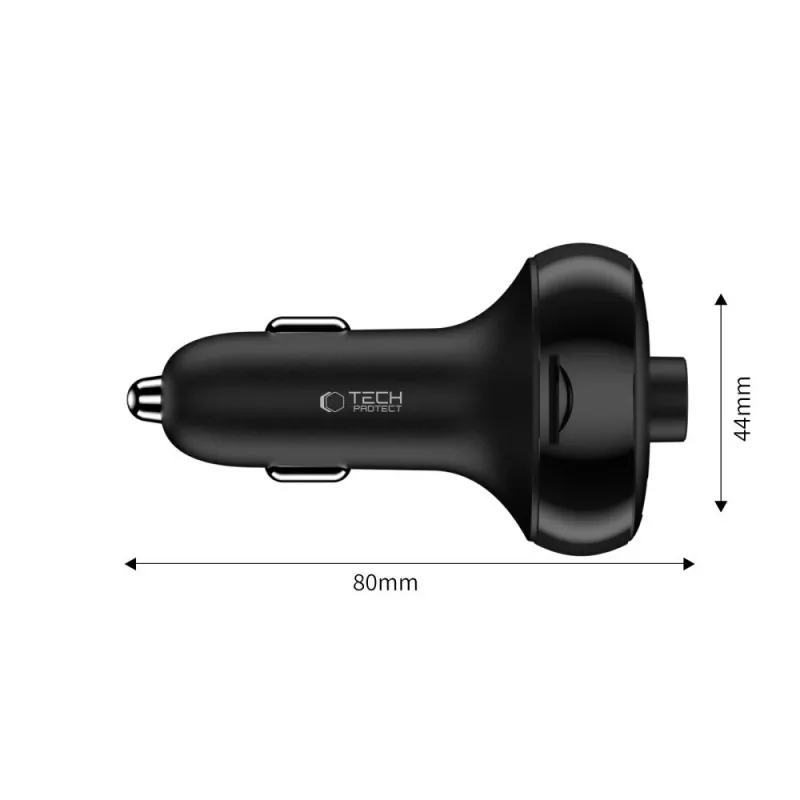 TECH-PROTECT CC06 3-Port Auto-Ladegerät PD 72W + FM-Transmitter Bluetooth Schwarz