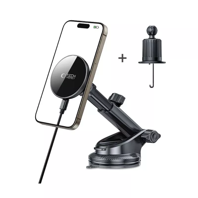 TECH-PROTECT MM15W-V10 Magnetic MagSafe Dashboard & Vent Car Mount Wireless Charger 15W Black