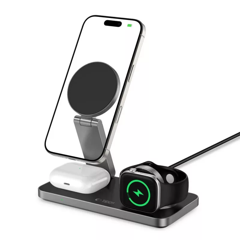 TECH-PROTECT QI15W-A47 3IN1 Magnetic MagSafe Wireless Charger Black