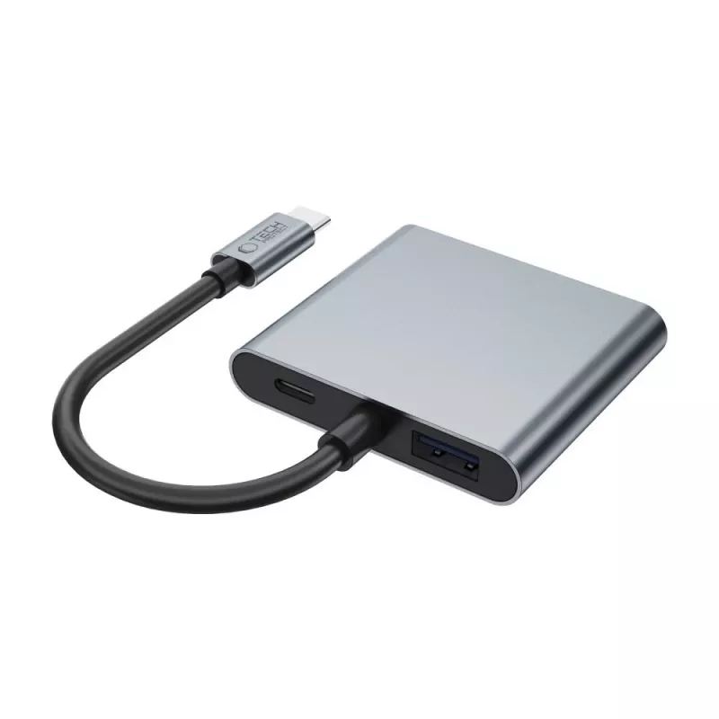 TECH-PROTECT HB08 Hub Adapter 4-in-1 USB-C + USB 2.0 + 2x HDMI 4K 60Hz Space Grey