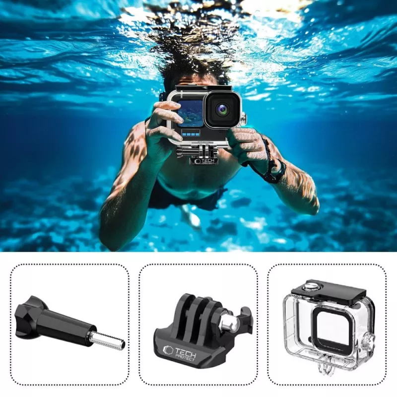 TECH-PROTECT GA200 Waterproof Case für GoPro Hero 9 / 10 / 11 / 12 / 13 - Clear