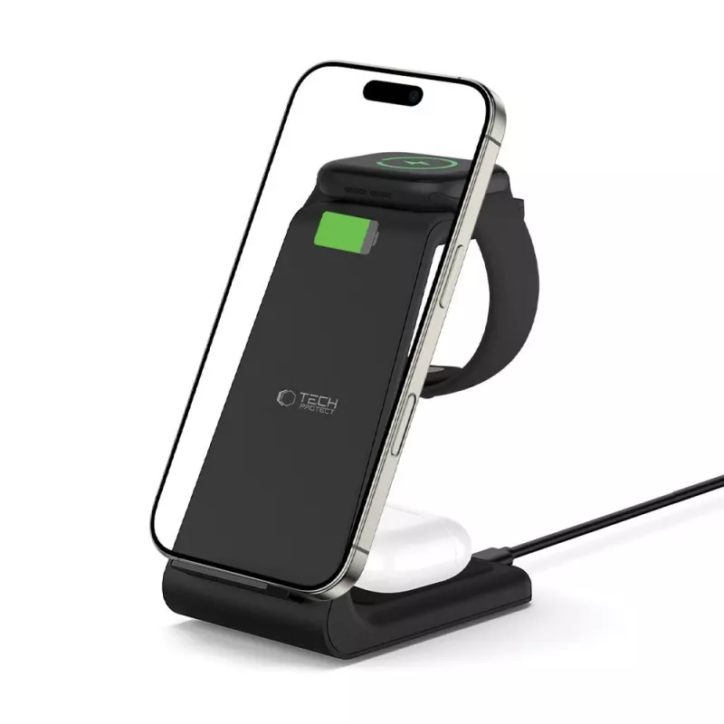 TECH-PROTECT QI15W-A36 3-in-1 Wireless Charger for Apple Black