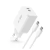 TECH-PROTECT NC45W-GAN 2-Port Netzwerk-Ladegerät PD 45W + USB-C Kabel Weiß