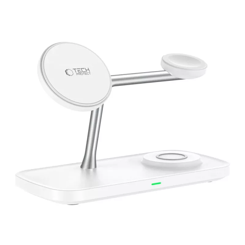 TECH-PROTECT QI15W-A45 3-in-1 Magnetic MagSafe Wireless Charger White