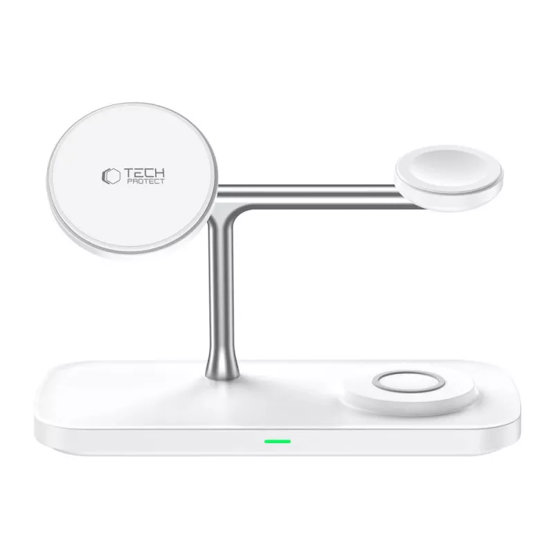 TECH-PROTECT QI15W-A45 3-in-1 Magnetic MagSafe Wireless Charger White