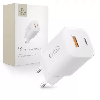 TECH-PROTECT NCM33 2-Port Netzwerk-Ladegerät PD 33W / QC3.0 Weiß