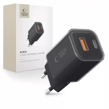 TECH-PROTECT NCM33 2-Port Netzwerkladegerät PD 33W / QC3.0 Schwarz