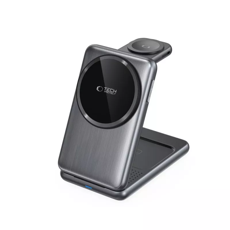 TECH-PROTECT QI15W-A42 3in1 Magnetic MagSafe Wireless Charger Space Grey