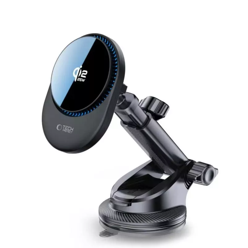 TECH-PROTECT V21 Magnetic MagSafe Dashboard & Vent Car Mount Wireless Charger 25W Qi2 Schwarz