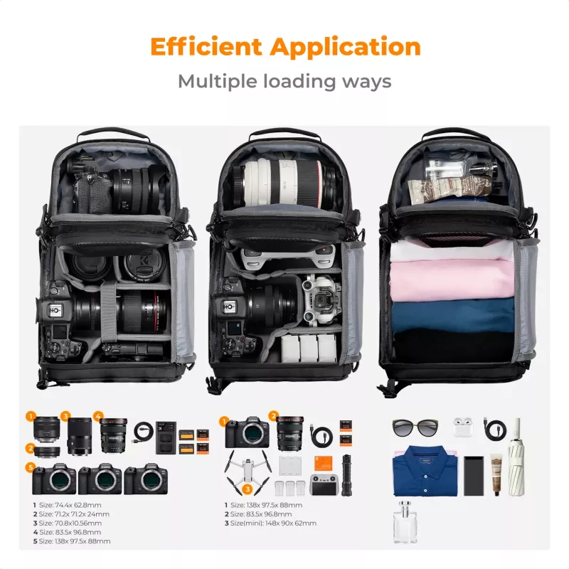K&F Concept Sling Camera Bag 10L Crossbody DSLR Camera Bag Black KF13.176