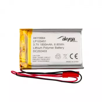 Akyga AKY0664 LP103451 Li-Po-Akku 3,7 V 1850 mAh, PCM, JST 2,54 2-polig, 150 mm