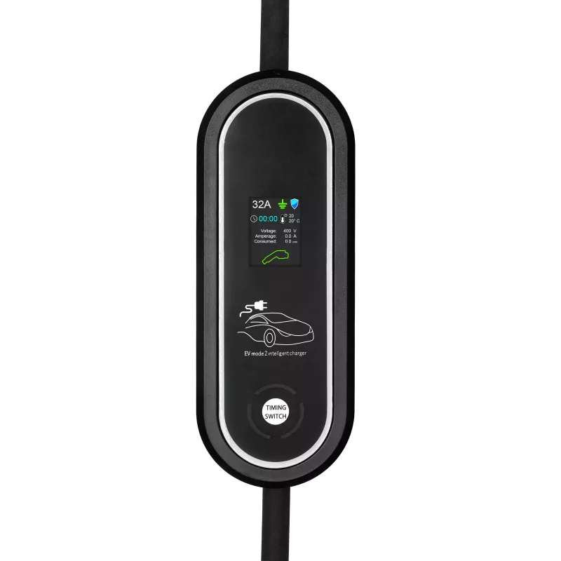 Akyga AK-EC-22 mobiles EV-Ladegerät, Typ 2, CEE-5-Pin-Stecker, dreiphasig, 32 A, 22 kW, LCD, 5 m