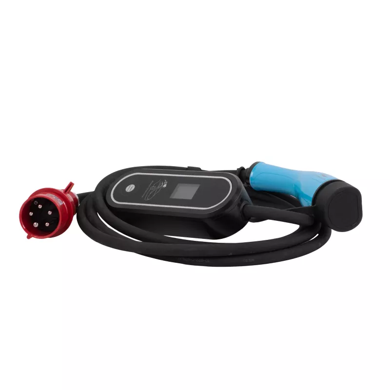 Akyga AK-EC-22 mobiles EV-Ladegerät, Typ 2, CEE-5-Pin-Stecker, dreiphasig, 32 A, 22 kW, LCD, 5 m