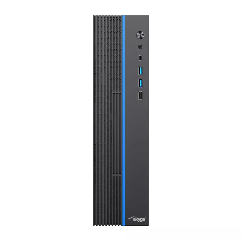 Akyga AK-302-01BL SFF-PC-Gehäuse, Micro-ATX / Mini-ITX, USB-C + 2x USB 3.0 + USB 2.0, ohne Netzteil, schwarz