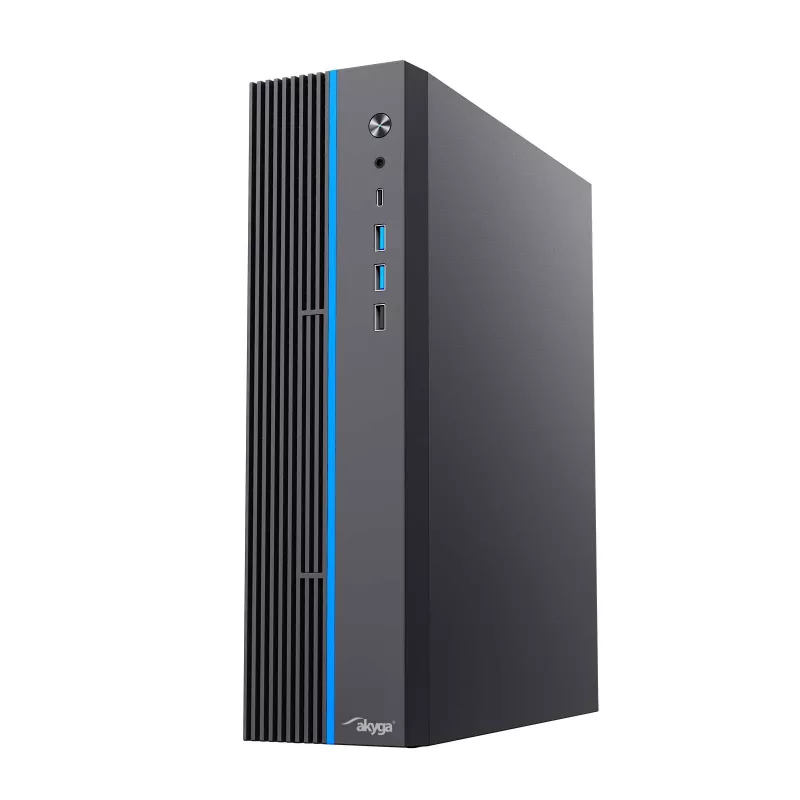 Akyga AK-302-01BL SFF-PC-Gehäuse, Micro-ATX / Mini-ITX, USB-C + 2x USB 3.0 + USB 2.0, ohne Netzteil, schwarz