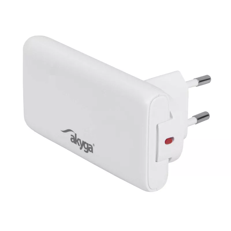 Akyga AK-CH-32 flaches GaN-USB-C-Ladegerät 65 W, 2 x USB-C PD, Weiß