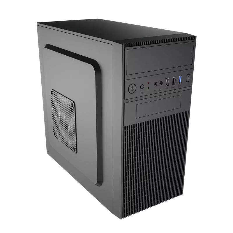 Akyga AK19BK Micro-Tower-PC-Gehäuse, Micro-ATX / Mini-ITX, USB-C + USB 3.0 + 2x USB 2.0, ohne Netzteil, schwarz