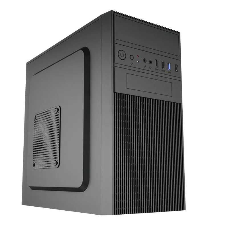 Akyga AK19BK Micro-Tower-PC-Gehäuse, Micro-ATX / Mini-ITX, USB-C + USB 3.0 + 2x USB 2.0, ohne Netzteil, schwarz
