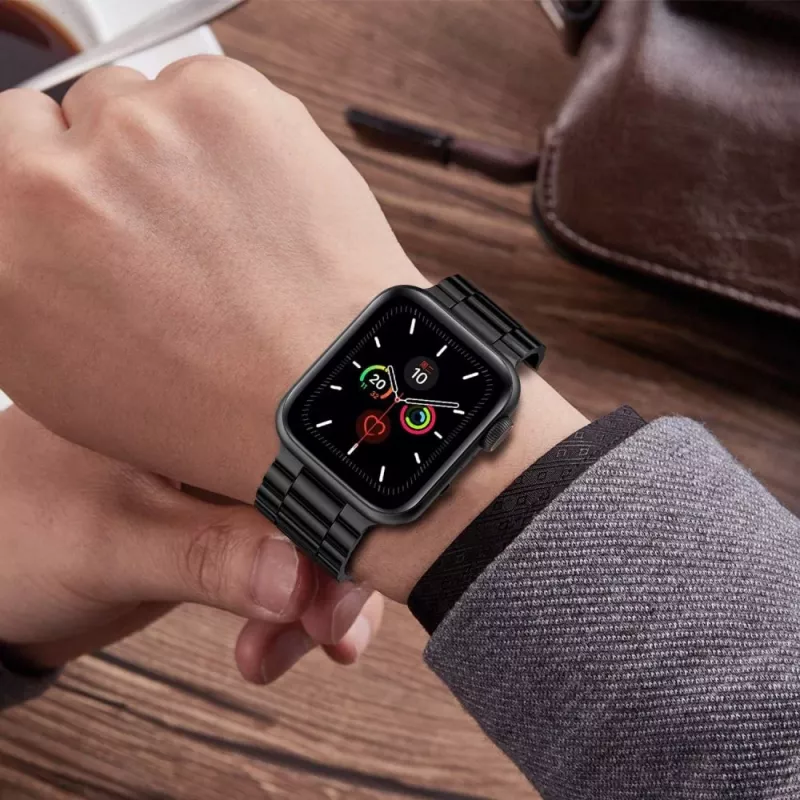 Tech-Protect Stainless Steel Link Bracelet for Apple Watch 4/5/6/7/8/9/SE/Ultra 1/2 (42/44/45/49mm) Black