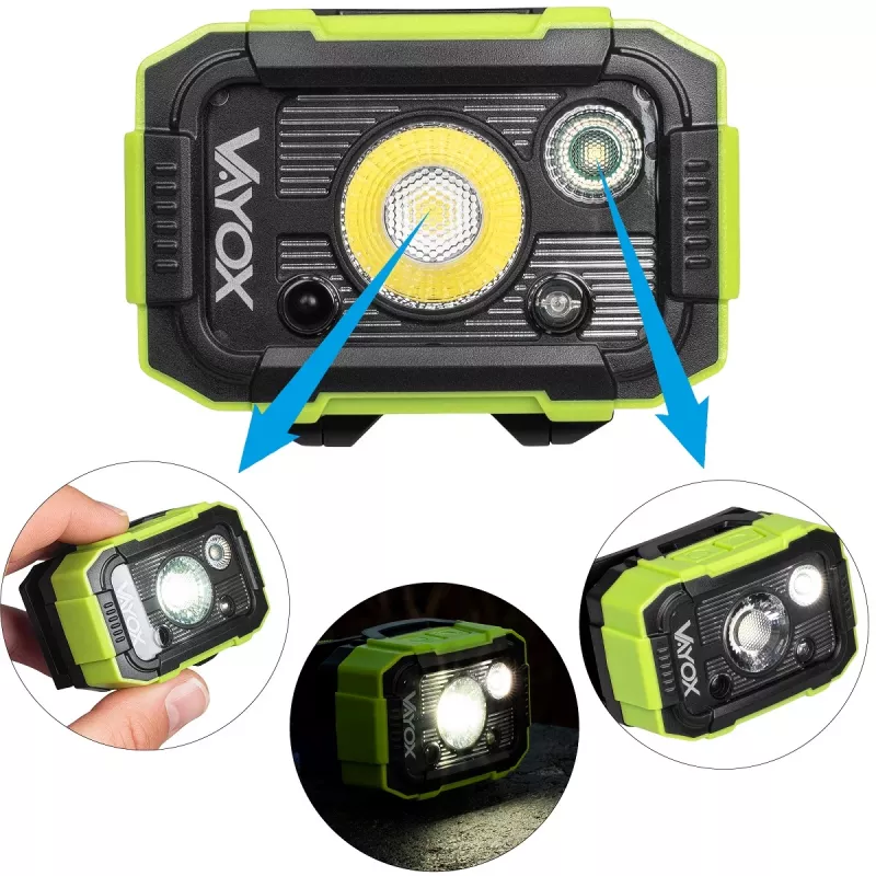 VAYOX DUAL HAMMER 500lm Pro Series Wiederaufladbare Stirnlampe VA0415
