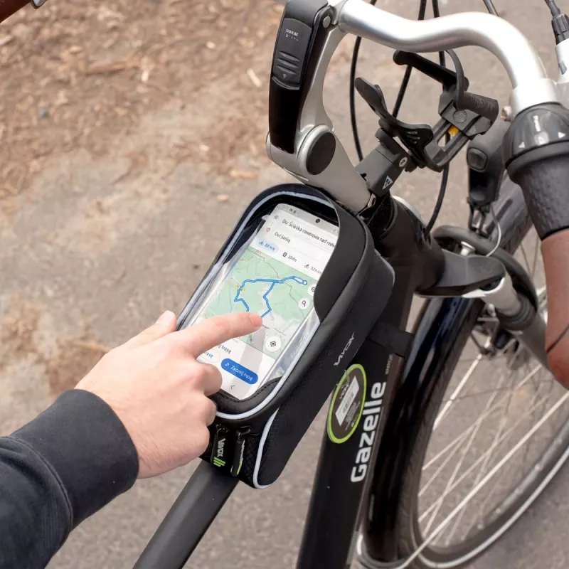 Vayox VA0450 Fahrrad-Rahmentasche mit zwei Taschen und Handyfach, Schwarz