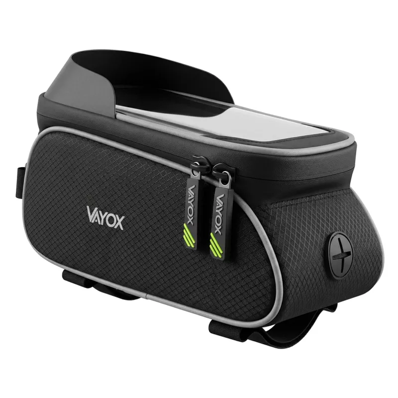 Vayox VA0450 Fahrrad-Rahmentasche mit zwei Taschen und Handyfach, Schwarz