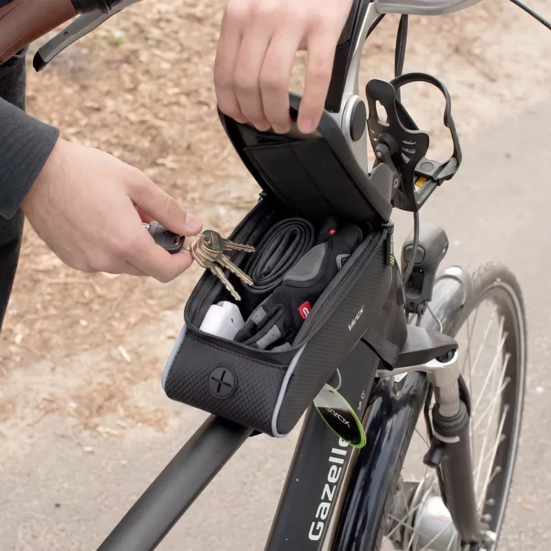 Vayox VA0450 Fahrrad-Rahmentasche mit zwei Taschen und Handyfach, Schwarz