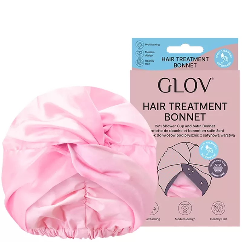 GLOV Hair Treatment Bonnet 2-in-1 Duschhaube mit Satinschicht, Schwarz
